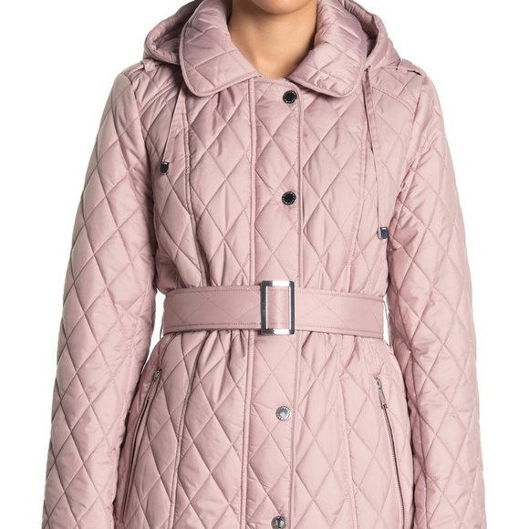 London Fog Jackets & Blazers - London Fog Missy Quilted Belted Jacket Blush